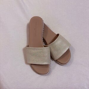 Karl Lagerfeld Iridescent Cream Slide Sandals